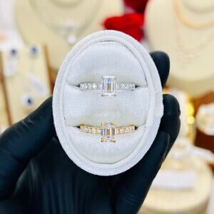 1.42ctw Emerald Cut Moissanite Pavé Engagement Ring